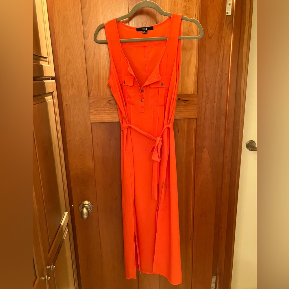 Red midi dress, sleeves, size small